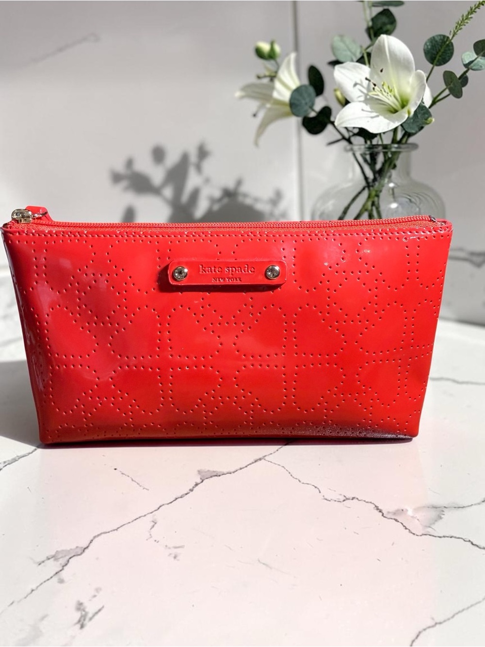 Kate Spade Little Shiloh Metro Spade Red Patent Cosmetic Pouch